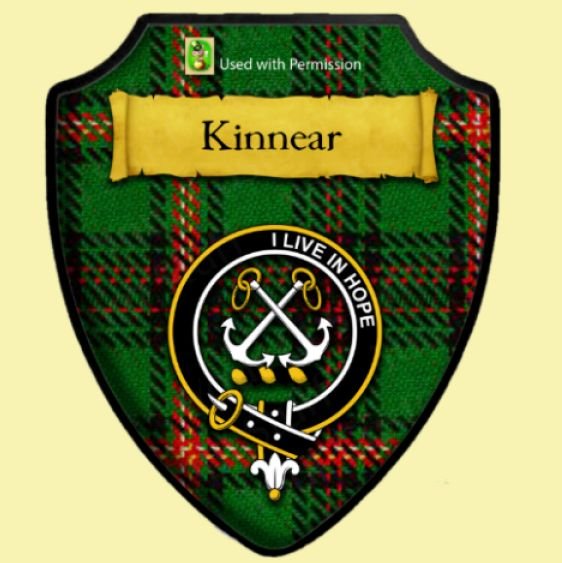 Image 0 of Kinnear Barony Tartan Crest Wooden Wall Plaque Shield