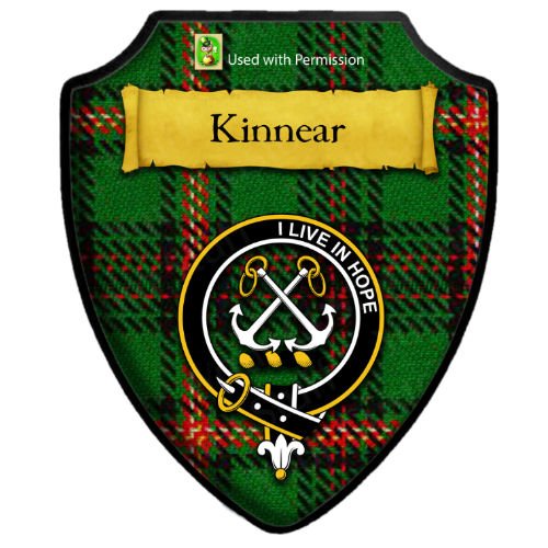 Image 2 of Kinnear Barony Tartan Crest Wooden Wall Plaque Shield
