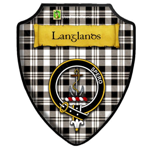 Image 2 of Langlands Black Ancient Tartan Crest Wooden Wall Plaque Shield