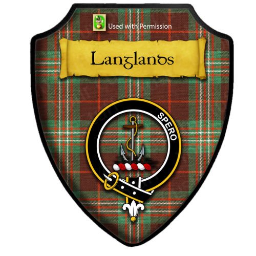 Image 2 of Langlands Brown Ancient Tartan Crest Wooden Wall Plaque Shield