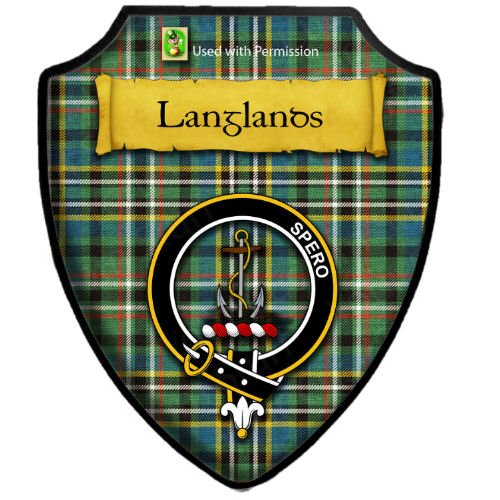Image 2 of Langlands Green Ancient Tartan Crest Wooden Wall Plaque Shield