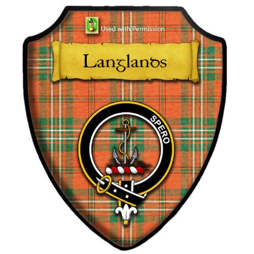 Image 2 of Langlands Ancient Tartan Crest Wooden Wall Plaque Shield