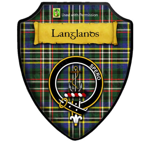 Image 2 of Langlands Green Modern Tartan Crest Wooden Wall Plaque Shield