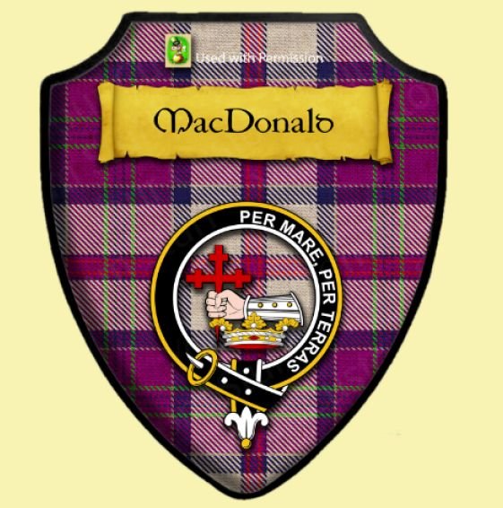 Image 0 of MacDonald Of Glencoe Dress Modern Tartan Crest Wooden Wall Plaque Shield