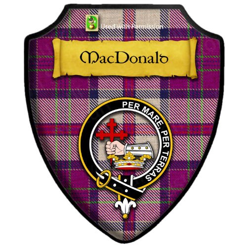 Image 2 of MacDonald Of Glencoe Dress Modern Tartan Crest Wooden Wall Plaque Shield