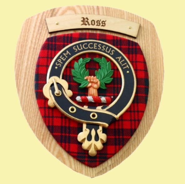 Image 0 of Ross Clan Crest Tartan 10 x 12 Woodcarver Wooden Wall Plaque 