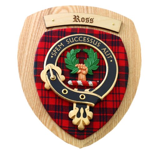 Image 2 of Ross Clan Crest Tartan 10 x 12 Woodcarver Wooden Wall Plaque 