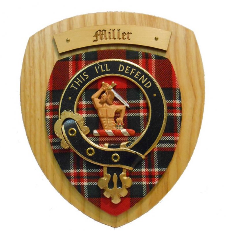 Image 2 of Miller Clan Crest Tartan 7 x 8 Woodcarver Wooden Wall Plaque 