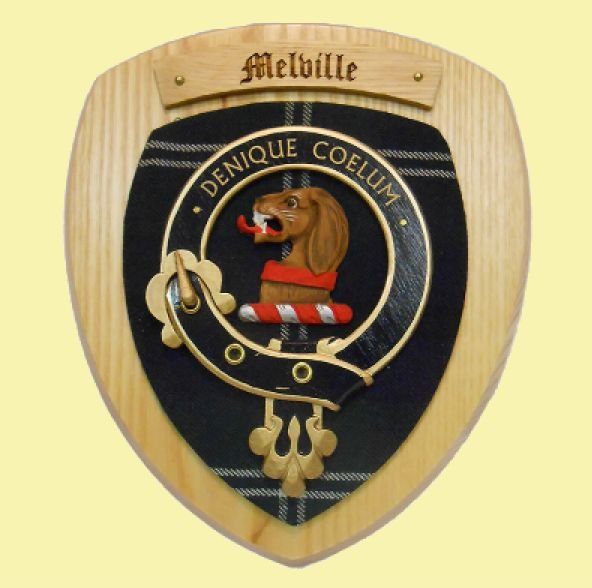 Image 0 of Melville Clan Crest Tartan 10 x 12 Woodcarver Wooden Wall Plaque 