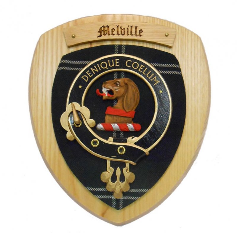 Image 2 of Melville Clan Crest Tartan 10 x 12 Woodcarver Wooden Wall Plaque 