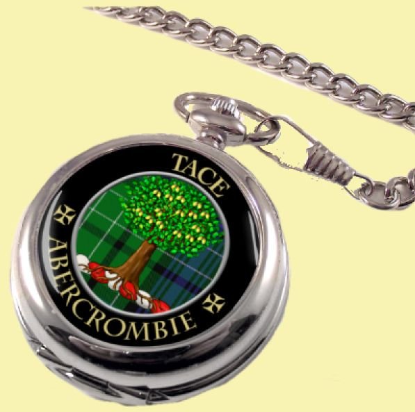 Image 0 of Abercrombie Clan Crest Round Shaped Chrome Plated Pocket Watch