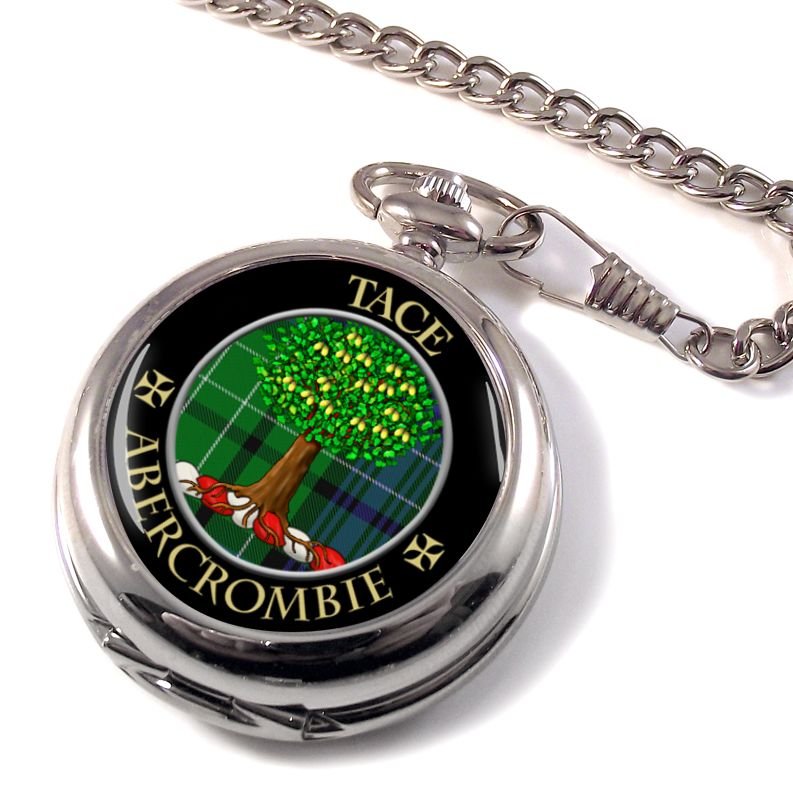Image 1 of Abercrombie Clan Crest Round Shaped Chrome Plated Pocket Watch
