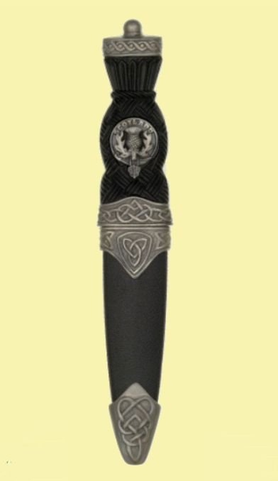 Image 0 of Clan Crest Celtic Antiqued Knotwork Detail Ball Top Sgian Dubh