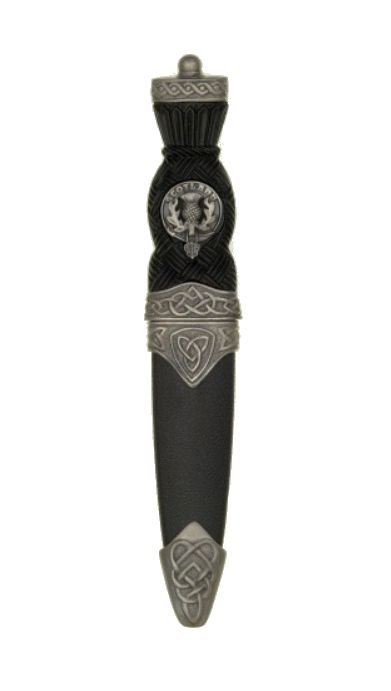 Image 1 of Clan Crest Celtic Antiqued Knotwork Detail Ball Top Sgian Dubh