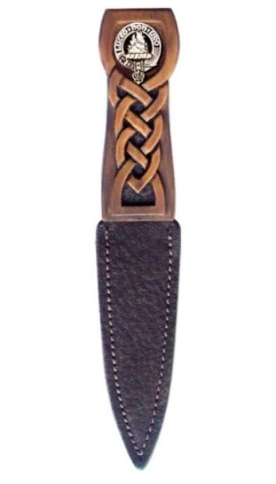Image 1 of Celtic Knotwork Handle Effect Leather Sheath Clan Crest Sgian Dubh