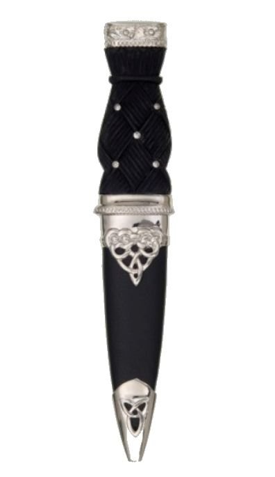 Image 1 of Celtic Knotwork Studded Polished Deluxe No Crest Plain Top Sgian Dubh