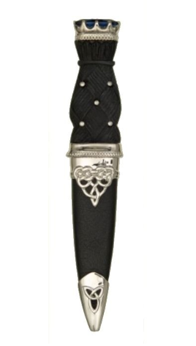 Image 1 of Celtic Knotwork Studded Polished Deluxe No Crest Stone Top Sgian Dubh