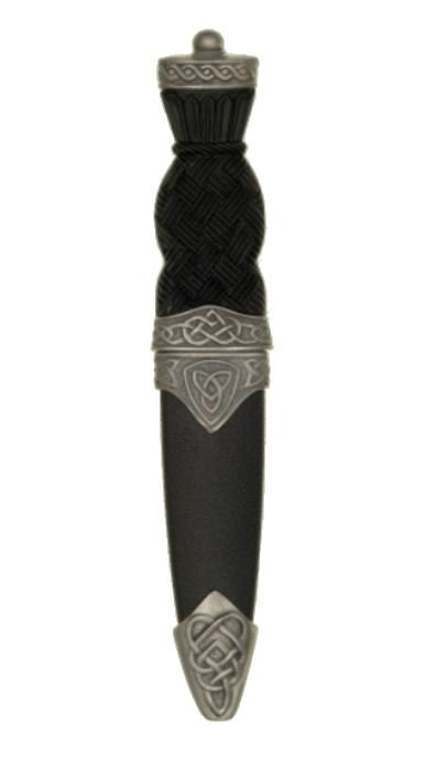 Image 1 of Celtic Antiqued Knotwork Detail No Crest Ball Top Sgian Dubh