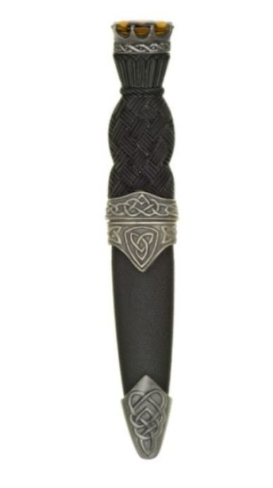 Image 1 of Celtic Knotwork Antiqued Detail No Crest Stone Top Sgian Dubh