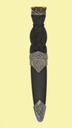 Celtic Knotwork Antiqued Detail No Crest Stone Top Sgian Dubh