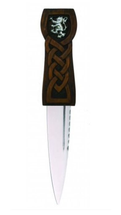 Image 3 of Scottish Thistle Disc Detail Knotwork Handle Leather Sheath Sgian Dubh