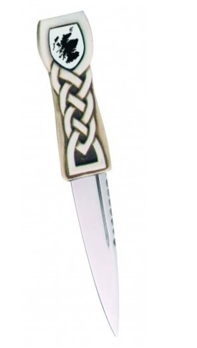 Image 1 of Engraved Design Celtic Knotwork Handle Leather Sheath Sgian Dubh