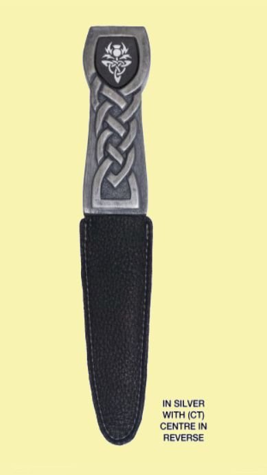 Image 2 of Engraved Design Celtic Knotwork Handle Leather Sheath Sgian Dubh