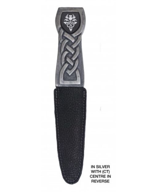 Image 3 of Engraved Design Celtic Knotwork Handle Leather Sheath Sgian Dubh