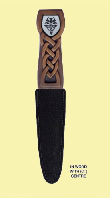 Image 4 of Engraved Design Celtic Knotwork Handle Leather Sheath Sgian Dubh