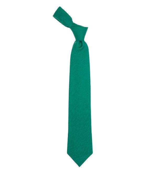 Image 1 of Green Ancient Plain Coloured Lightweight Wool Straight Mens Neck Tie