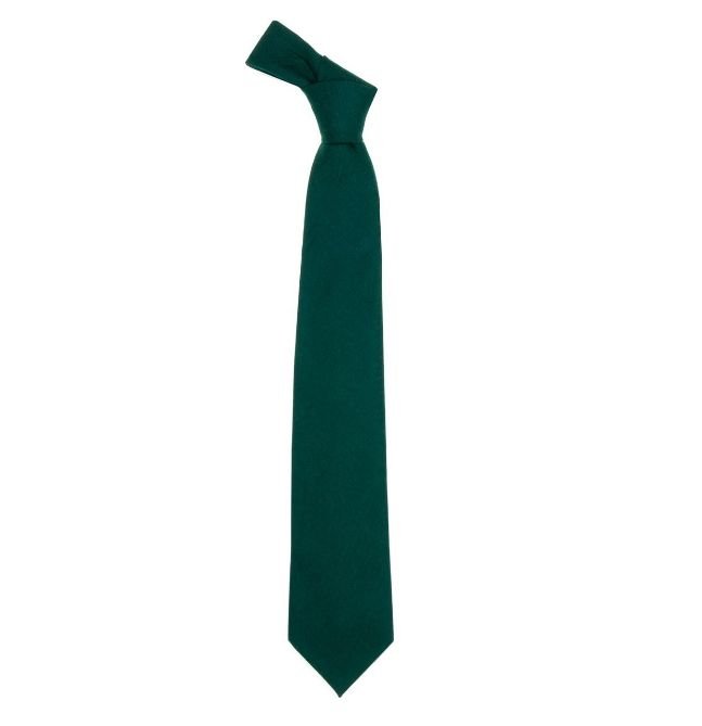 Image 1 of Bottle Green Plain Coloured Lightweight Wool Straight Mens Neck Tie
