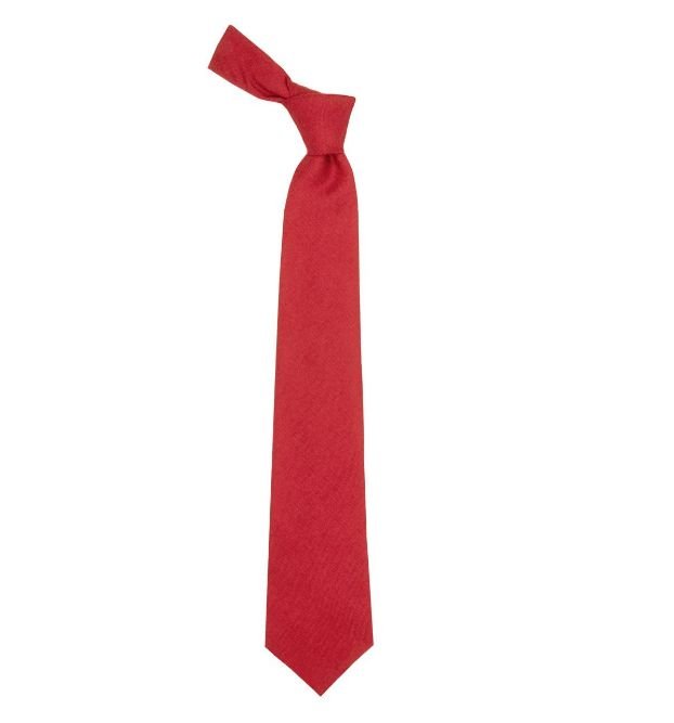 Image 1 of Red Weathered Plain Coloured Lightweight Wool Straight Mens Neck Tie
