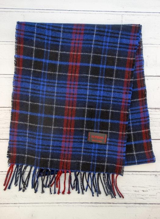 Image 2 of Evans Bevan Welsh Tartan Lightweight Wool Unisex Fringed Scarf