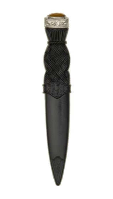 Image 1 of Scottish Thistle Polished Detail No Crest Stone Top Safety No Blade Sgian Dubh