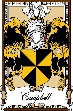 Image 0 of Campbell Bookplate Large Print Campbell Scottish Family Crest Print  