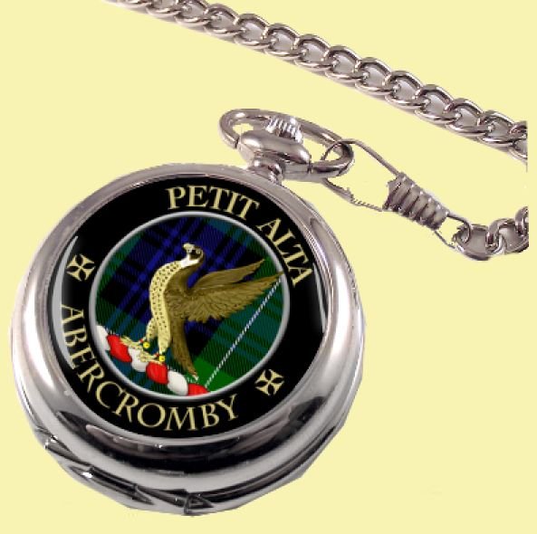 Image 0 of Abercromby Clan Crest Round Shaped Chrome Plated Pocket Watch
