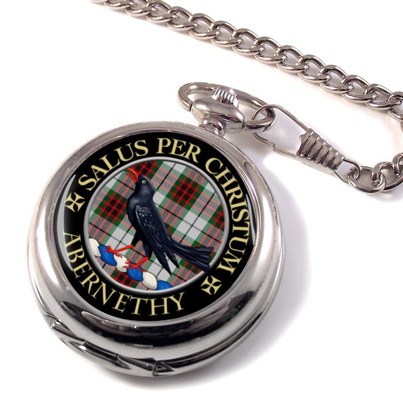 Image 1 of Abernethy Clan Crest Round Shaped Chrome Plated Pocket Watch