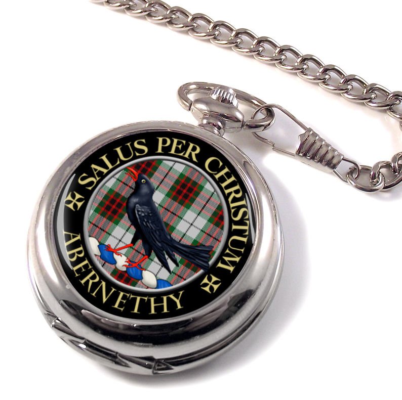 Image 1 of Abernethy Clan Crest Round Shaped Chrome Plated Pocket Watch