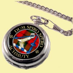 Achmuty Clan Crest Round Shaped Chrome Plated Pocket Watch