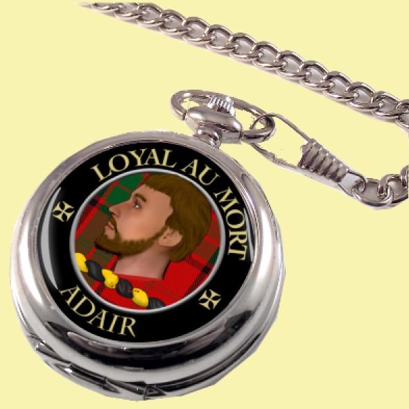 Image 0 of Adair Clan Crest Round Shaped Chrome Plated Pocket Watch