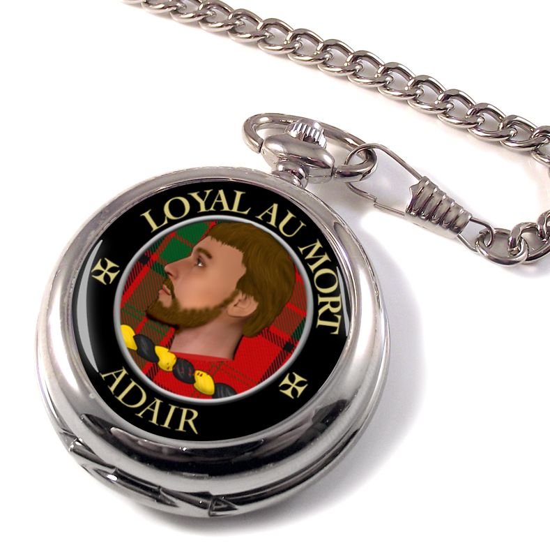 Image 1 of Adair Clan Crest Round Shaped Chrome Plated Pocket Watch