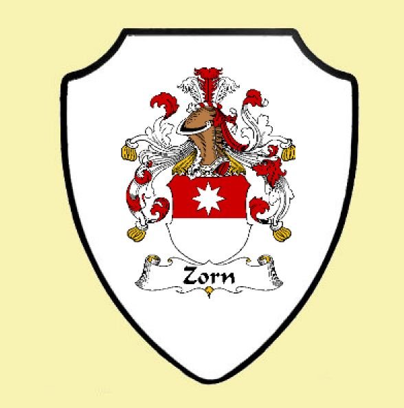Image 0 of Zorn German Coat of Arms Family Surname Crest Wooden Wall Plaque Shield