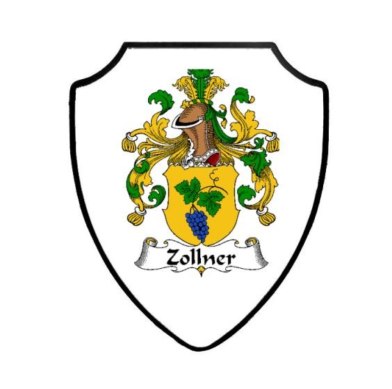 Image 1 of Zollner German Coat of Arms Family Surname Crest Wooden Wall Plaque Shield