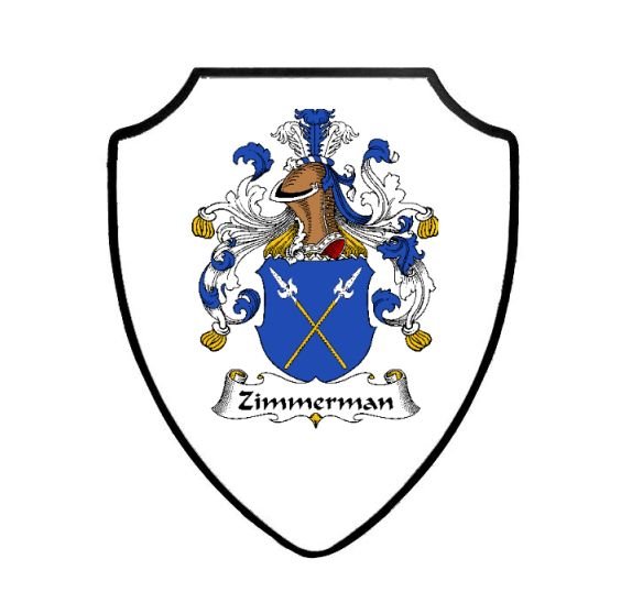 Image 1 of Zimmerman German Coat of Arms Family Surname Crest Wooden Wall Plaque Shield