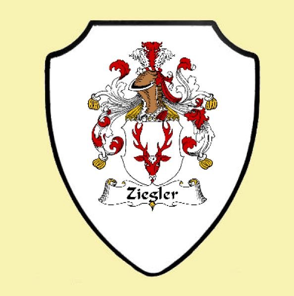 Image 0 of Ziegler German Coat of Arms Family Surname Crest Wooden Wall Plaque Shield