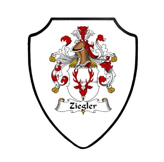 Image 1 of Ziegler German Coat of Arms Family Surname Crest Wooden Wall Plaque Shield