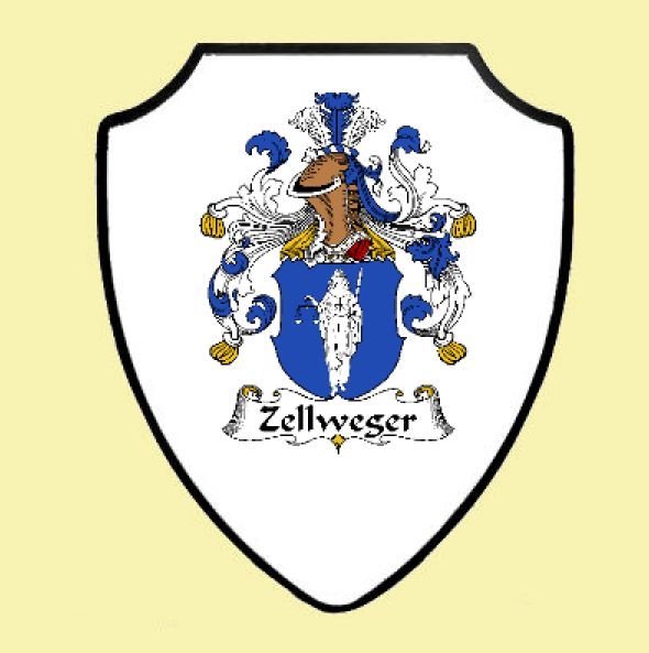 Image 0 of Zellweger German Coat of Arms Family Surname Crest Wooden Wall Plaque Shield