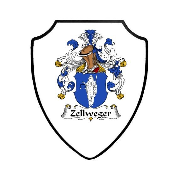 Image 1 of Zellweger German Coat of Arms Family Surname Crest Wooden Wall Plaque Shield