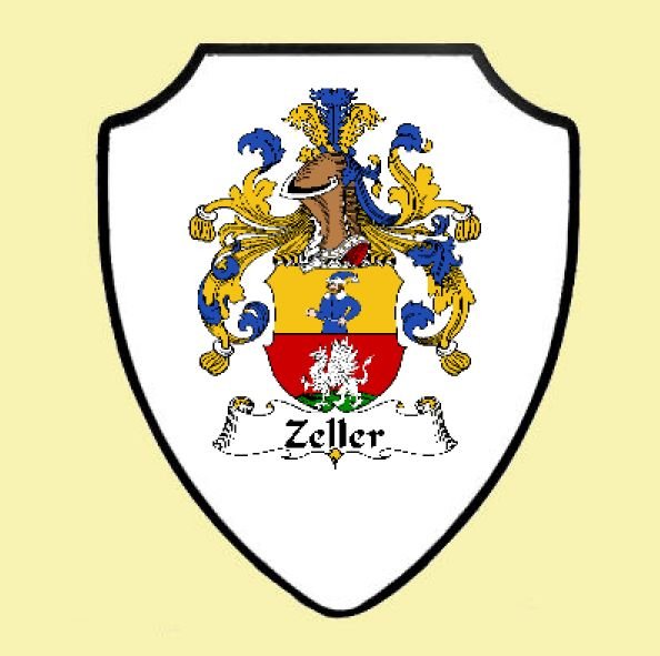 Image 0 of Zeller German Coat of Arms Family Surname Crest Wooden Wall Plaque Shield