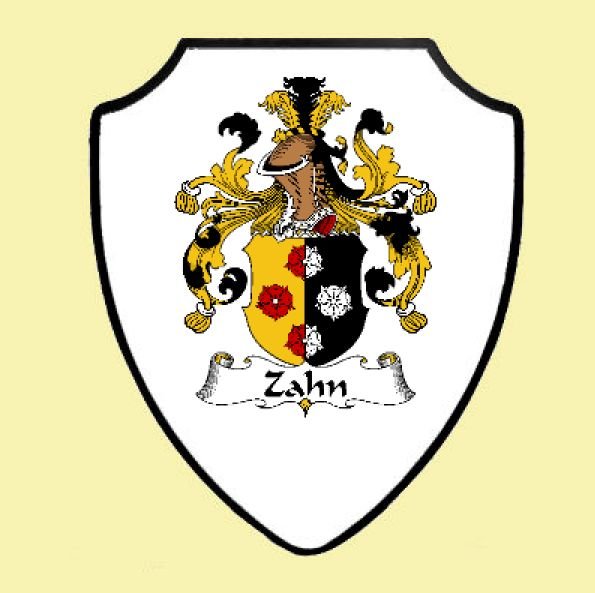 Image 0 of Zahn German Coat of Arms Family Surname Crest Wooden Wall Plaque Shield